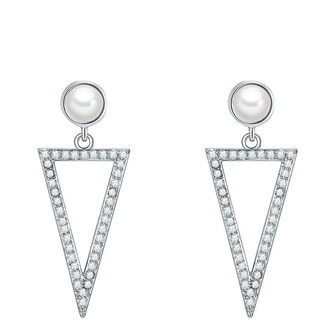 Pearls of London White Pearl Triangular Drop Earrings