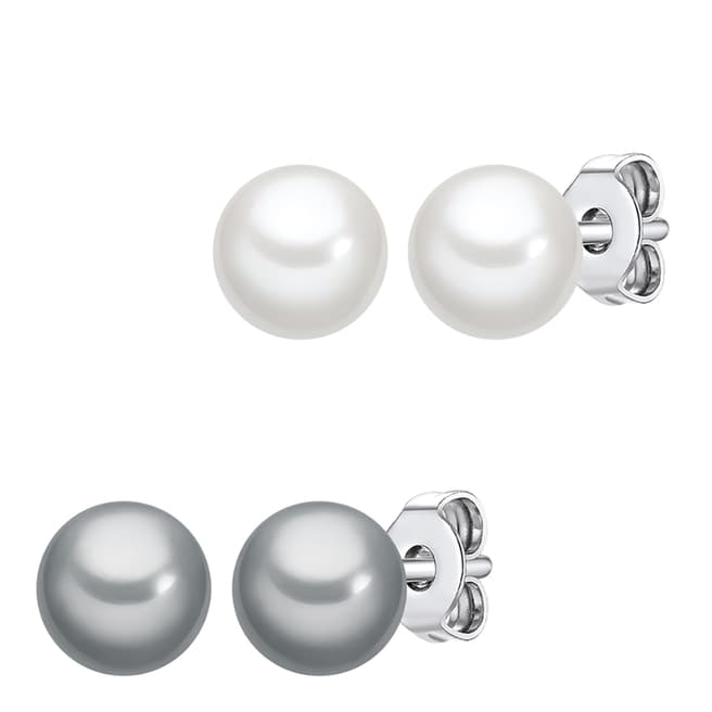 Perldesse Grey/White Pearl Earrings Set 6mm