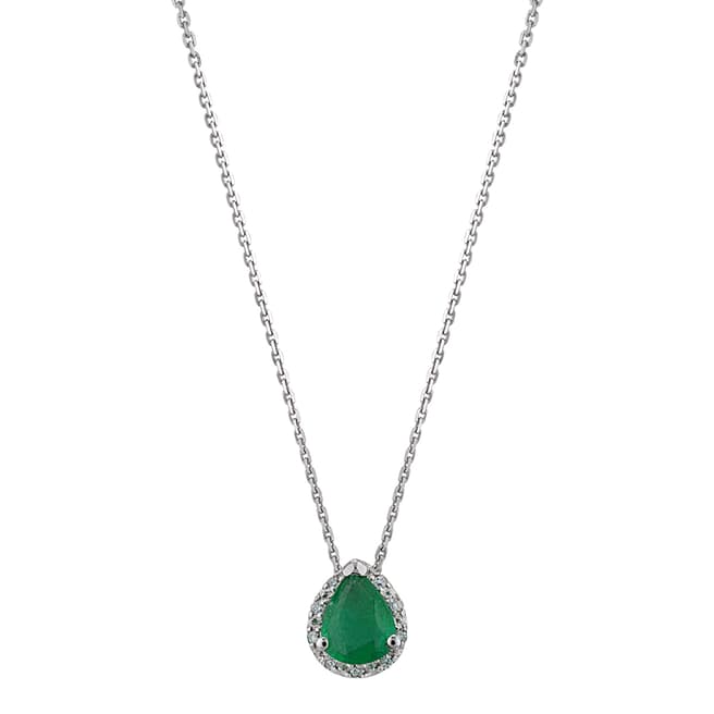 Melin Paris Diamond Drop Emerald White Gold Necklace