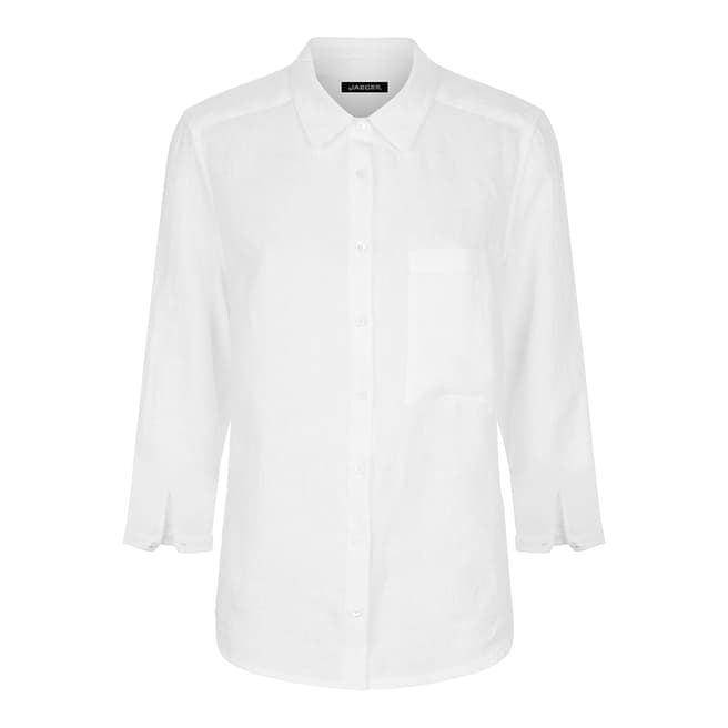 Jaeger White Linen Roll Sleeve Shirt