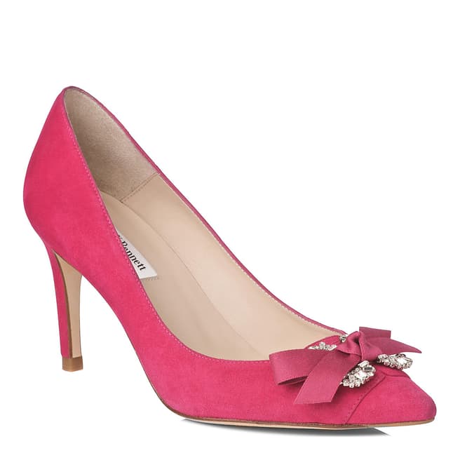 L K Bennett Pink Suede Pointed Toe Embellished Court Shoe