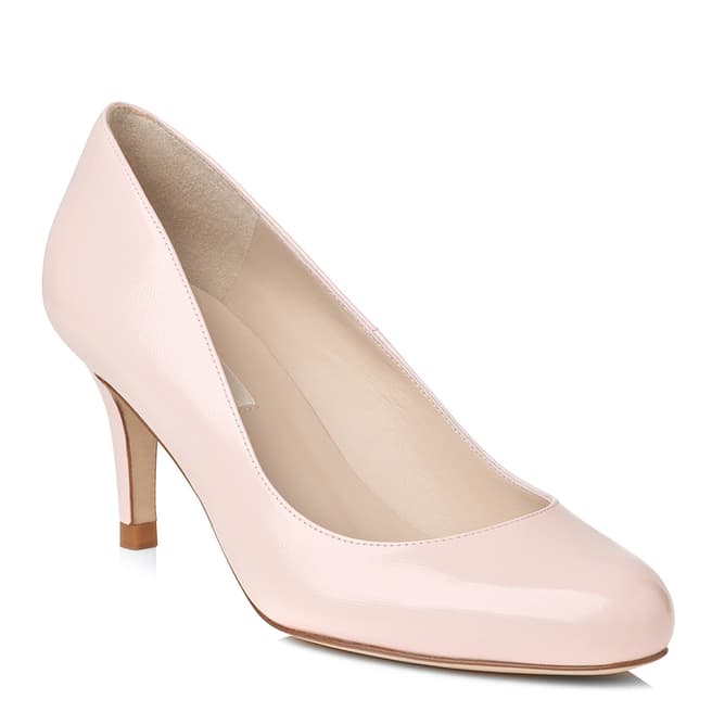 L K Bennett Pale Pink Patent Mid Heel Court Shoe