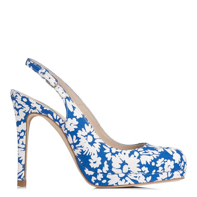 L K Bennett Blue/White Floral High Heel Court Shoes
