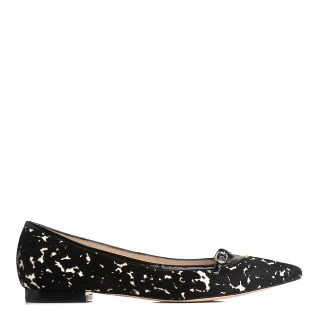 L K Bennett Black/White Printed Pointed Flat Shoes