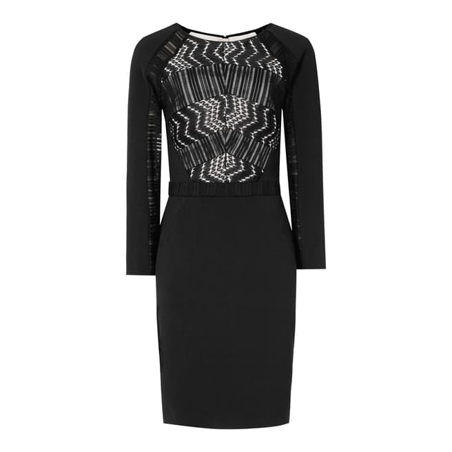 Reiss Black Lace Panelled Libby Dress