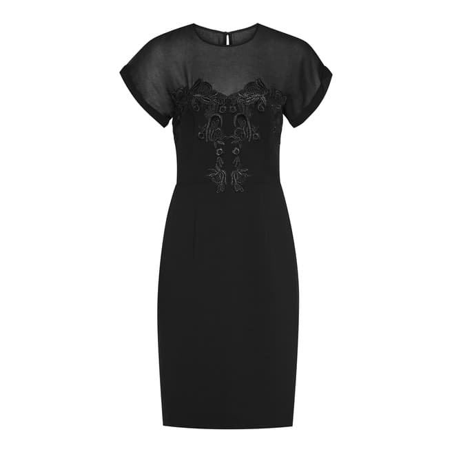 Reiss Black Embellished Dilone Dress