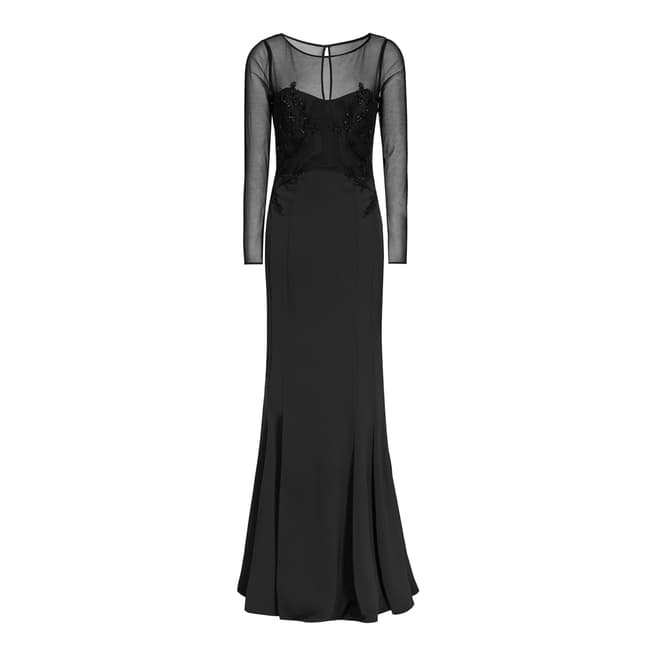 Reiss Black Embellished Lys Maxi Dress