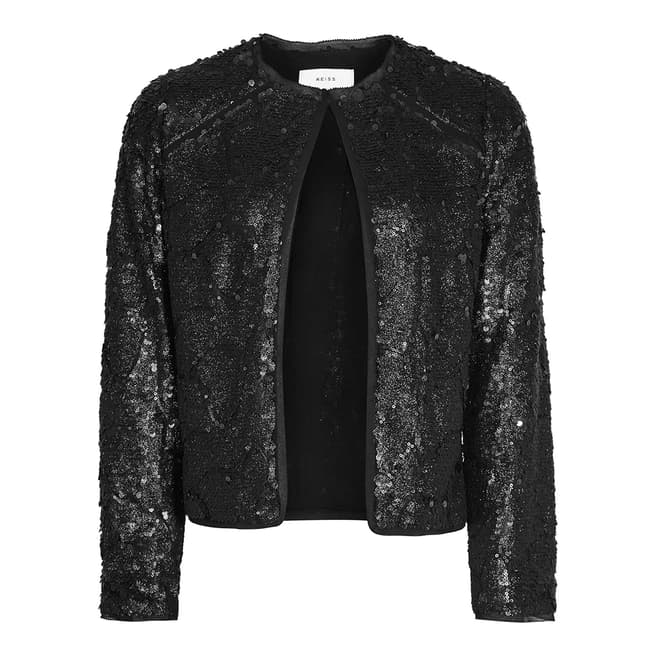 Reiss Black Dinah Embellished Jacket