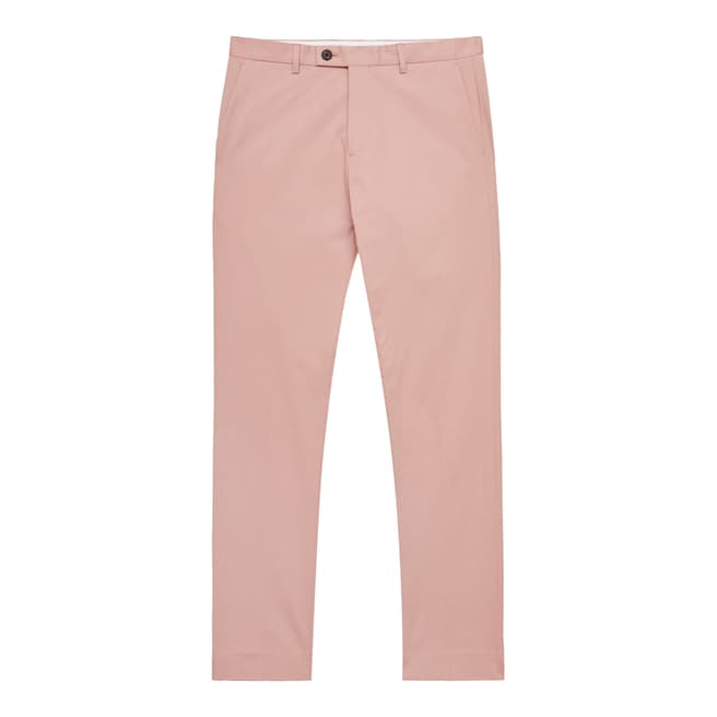 Reiss Pale Pink Contemporary Satin Stretch Cotton Trousers