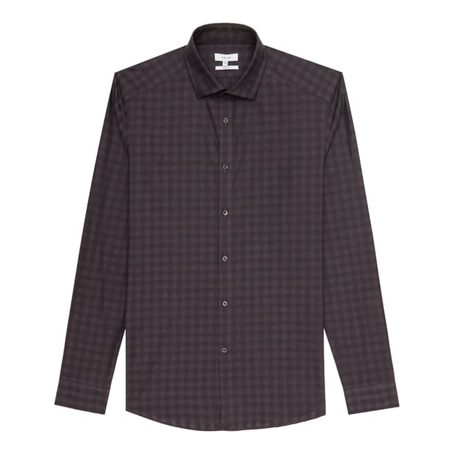 Reiss Black/Purple Stealth Check Cotton Shirt 