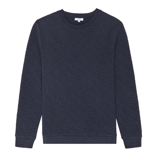 Reiss Navy Laker Cotton Blend Sweatshirt
