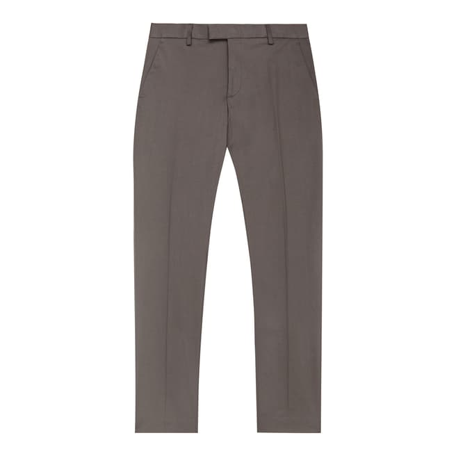Reiss Taupe Statten Slim Stretch Cotton Suit Trousers