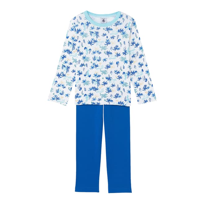 Petit Bateau Boy's White/Blue Print Pyjamas