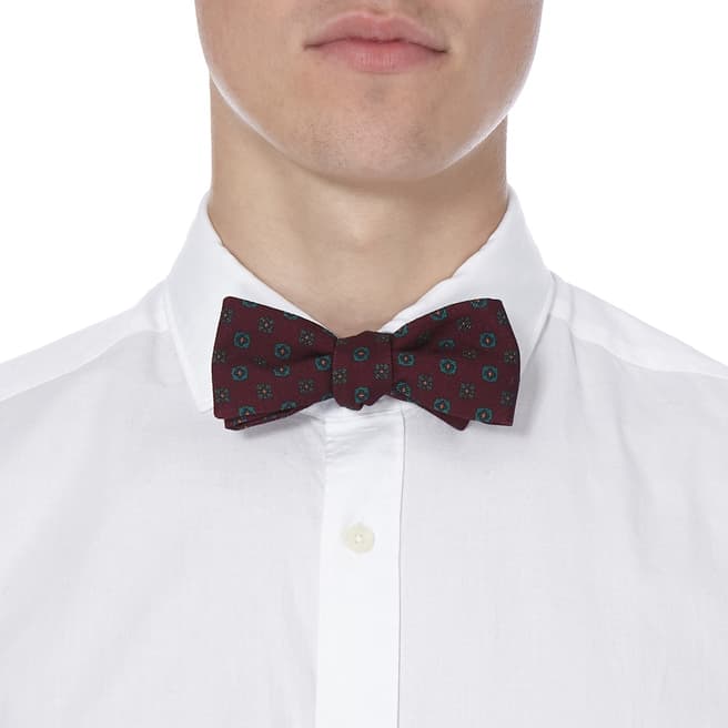 Hackett London Wine Red Printed Neat Bow Tie