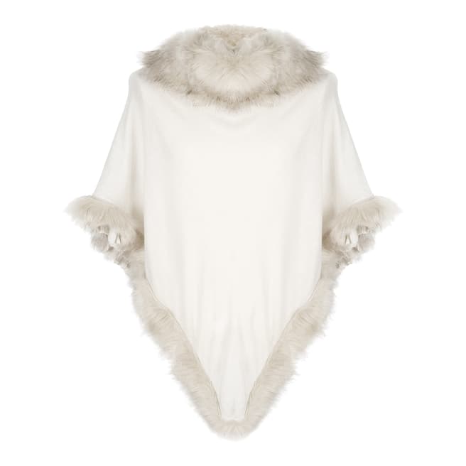 JayLey Collection Poncho with Faux Fur Trim