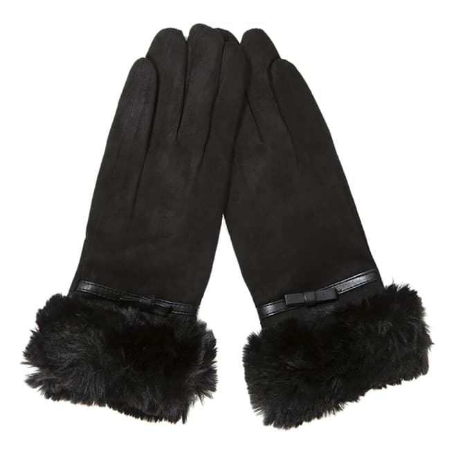 JayLey Collection Black Faux Fur Faux Suede Gloves