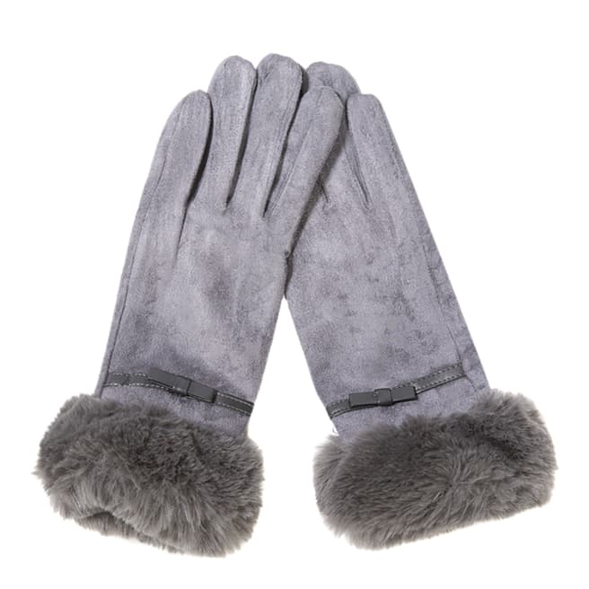JayLey Collection Grey Faux Fur Faux Gloves