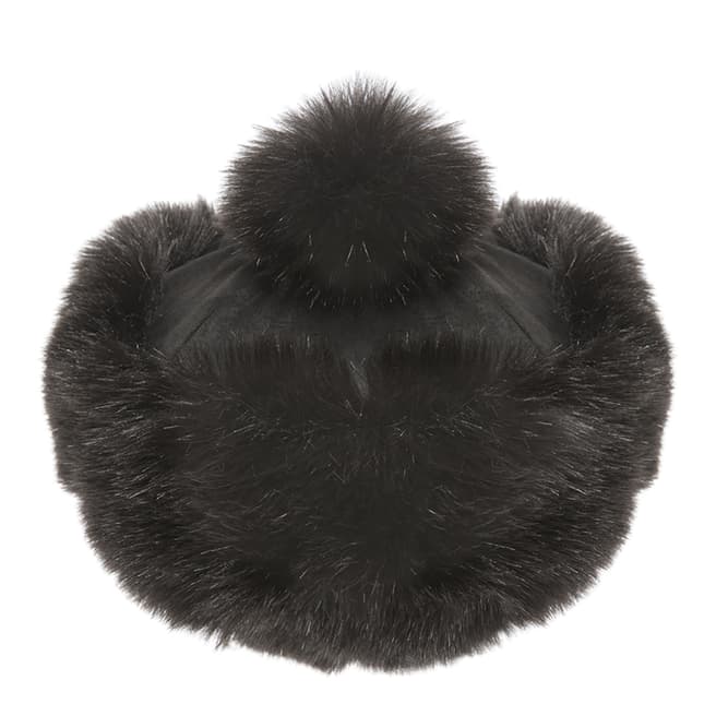 JayLey Collection Black Luxury Faux Knit Pompom Hat