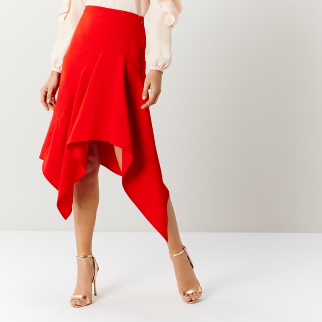 Coast Red Saira Asymmetric Skirt