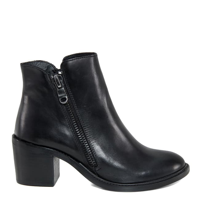 Gusto Black Leather Tantra Ankle Boots