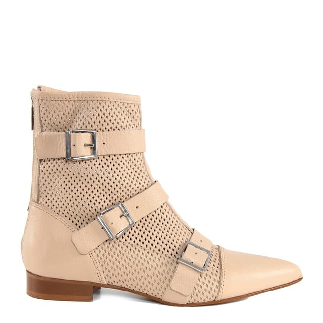 Gusto Nude Perforated Leather Ankle Boots