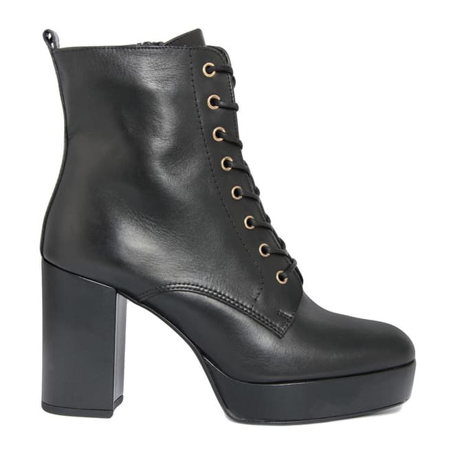 Gusto Black Leather Zigghy Ankle Boots