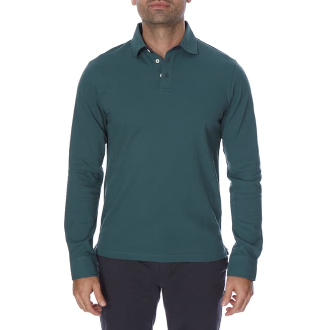 Hackett London Pine Green Cotton Blend Polo Shirt