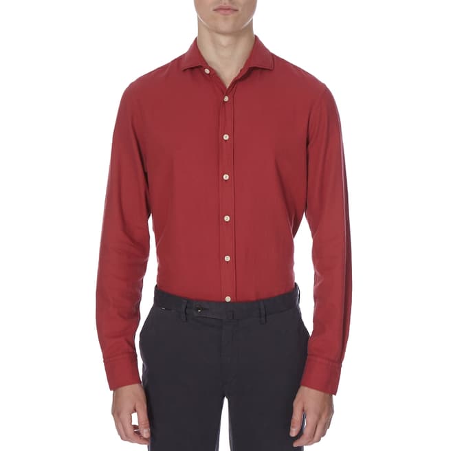 Hackett London Soft Red Micro Texture Cotton Shirt