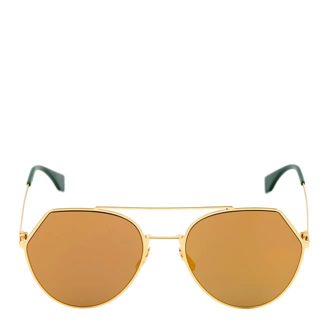 Fendi Women's Yellow Gold / Gold Mirror Sunglasses 55mm