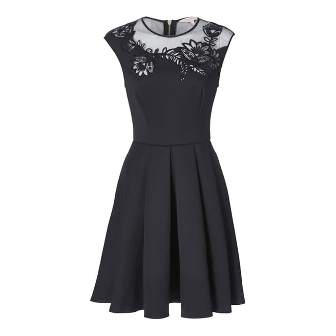 Ted Baker Black Dollii Embroidered Cut Out Dress