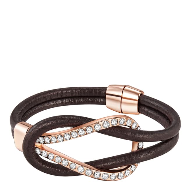 Tassioni Rose Gold/Brown Leather Knot Bracelet