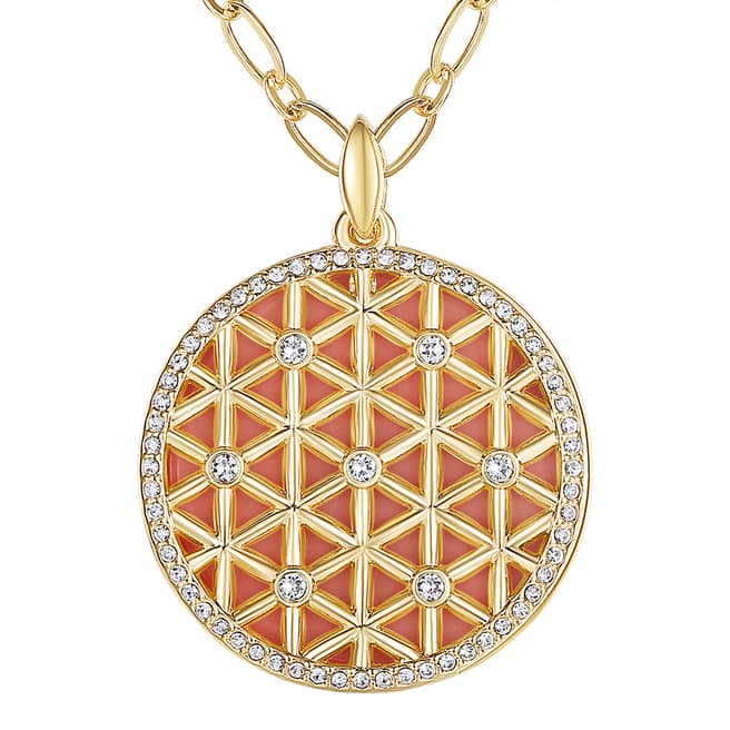 Tassioni Gold Pattern Disc Necklace