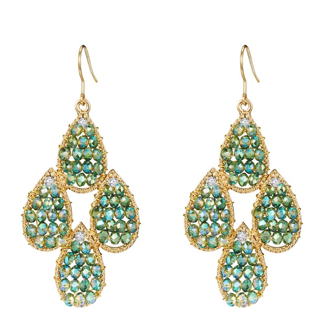 Tassioni Gold/Green Drop Earrings
