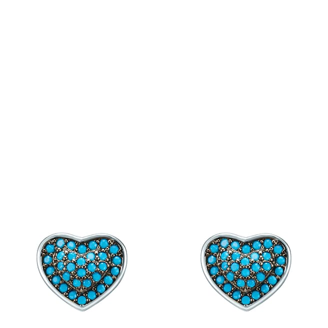 Tassioni Silver/Blue Heart Stud Earrings