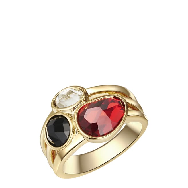 Tassioni Gold/Black/Red Gemstone Ring