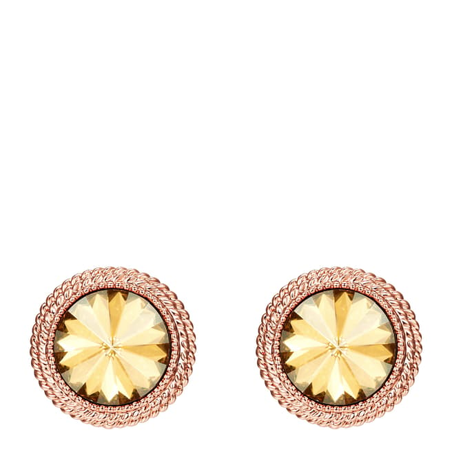 Tassioni Rose Gold/Light Brown Stud Earrings