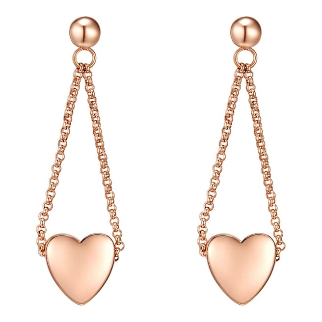 Tassioni Rose Gold Heart Drop Earrings