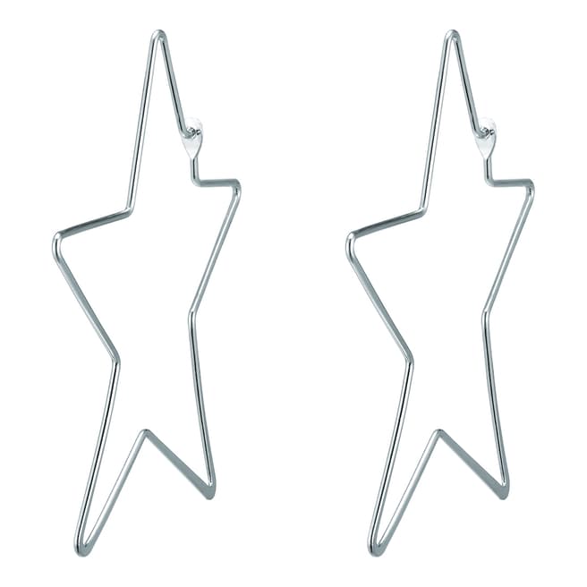 Tassioni Silver Star Hoop Earrings