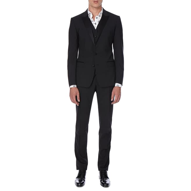 Dolce & Gabbana Mens Black Classic Three Piece Wool Blend Suit