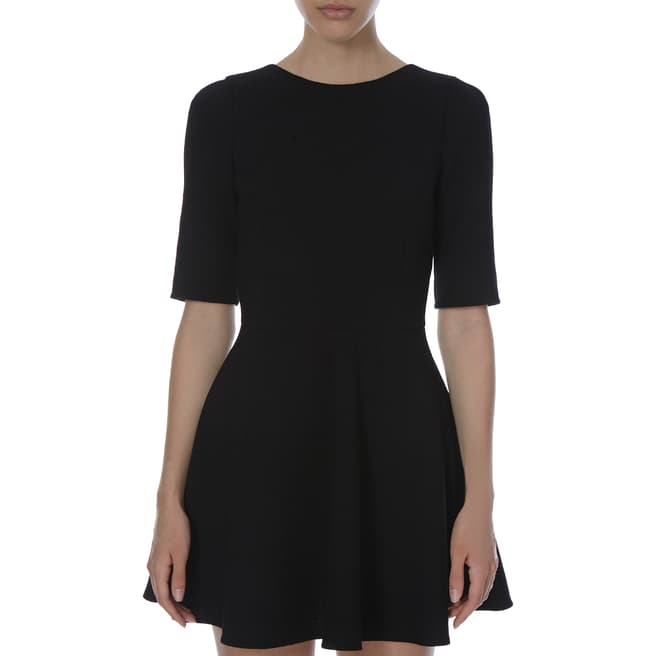 Dolce & Gabbana Womens Black Three Quarter Sleeve Wool Skater Dress