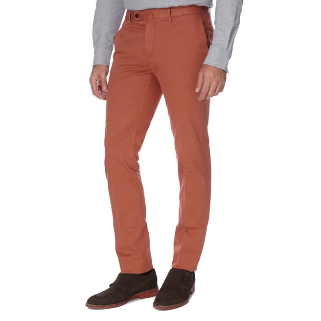 Hackett London Orange Slim Fit Cotton Blend Kensington Chino Trousers