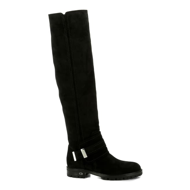Dior Black Suede Christian Dior Over The Knee Boots