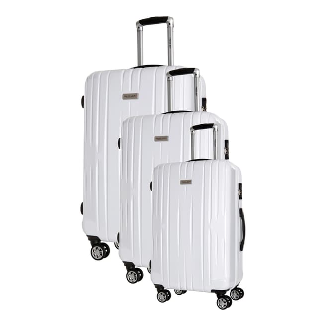Travel One Set Of 3 White clifton Spinner Suitcases 45/55/65cm