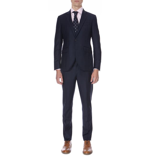 Hackett London Navy Puppytooth Check Tailored Fit Wool Suit