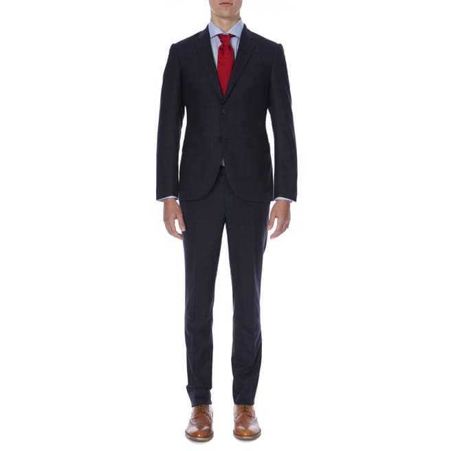 Hackett London Midnight Blue Travel Check Tailored Wool Blend Suit