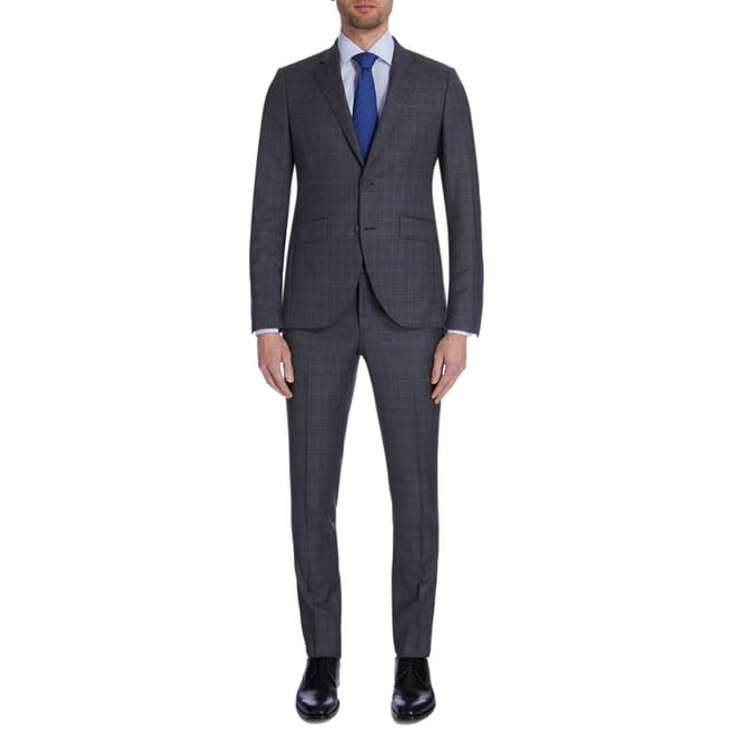 Hackett London Multi Grey Check Tailored Wool Suit
