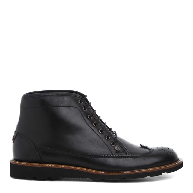 Original Penguin Black Leather Creasy Brogue Boots