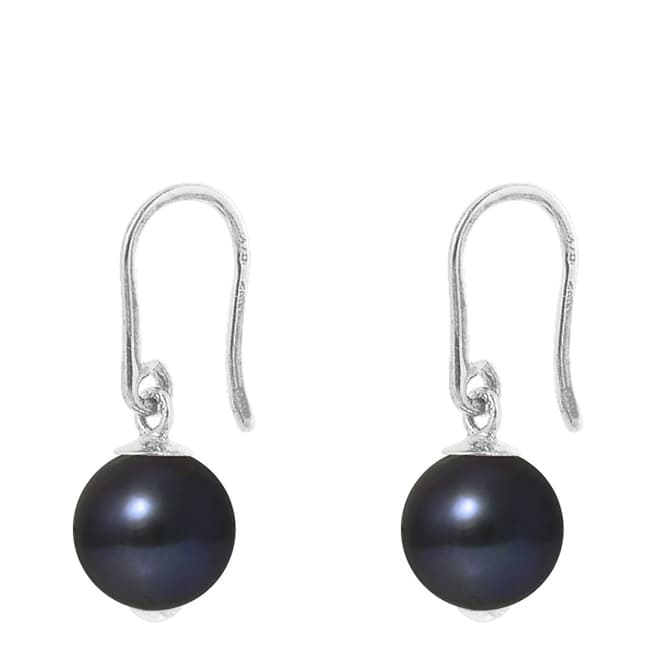 Manufacture Royale White Gold Black Pearl Drop Earrings 9-10mm