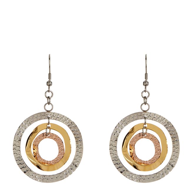 Chloe Collection by Liv Oliver Gold/Silver Plated Hammered Disc Earrings