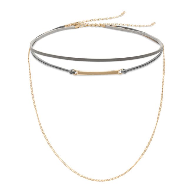 Chloe Collection by Liv Oliver Gold/Grey Leather Choker